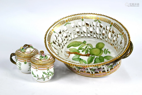 A Royal Copenhagen Flora Danica porcelain fruit basket