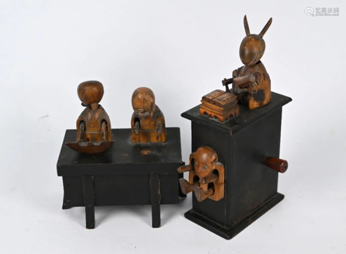 Two 19th century Japanese wooden whimsical Kobe toys