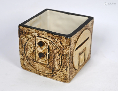 A Troika stoneware cube-vase