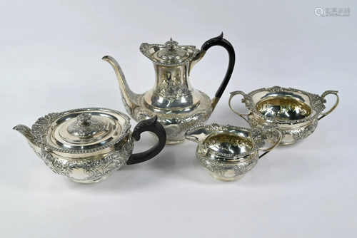 Victorian silver four-piece tea/coffee set in the