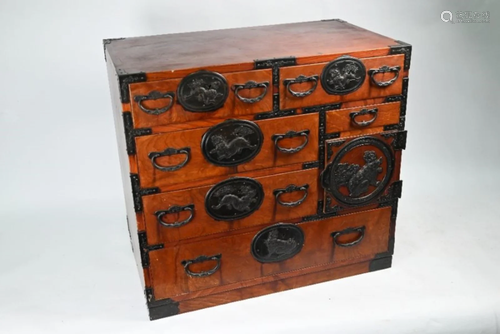 An early 20th century Japanese small Zeikova chest