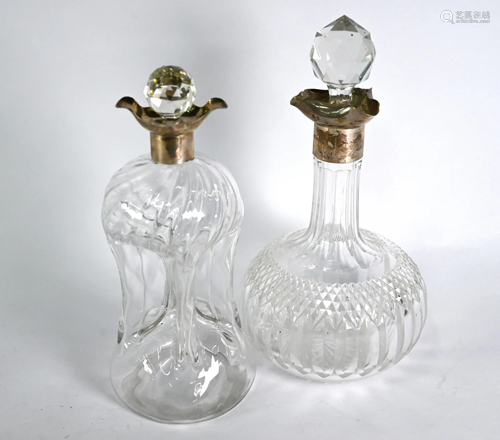 Two silver-mounted decanters