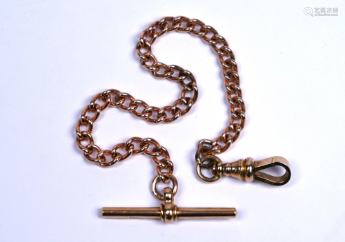 A 9ct rose gold Albert watch chain