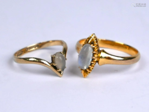 Two moonstone set rings