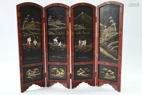 An early 20th century Japanese folding screen, Byobu