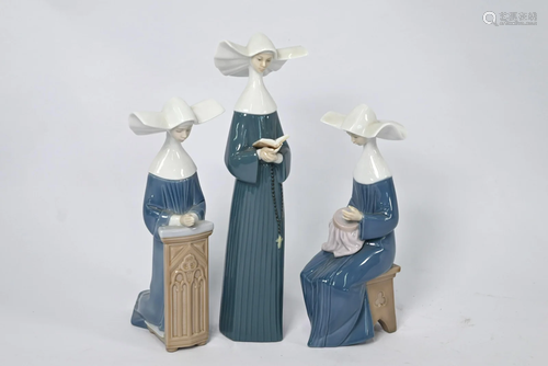 Three Lladro nuns