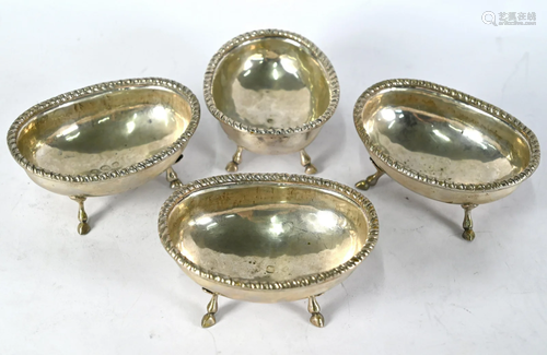 Four Venetian silver open salts - probably 18th Century