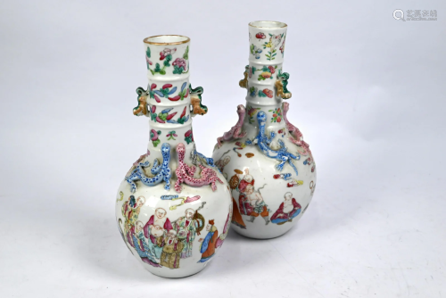 A pair of 19th century Chinese famille rose 'Eighteen