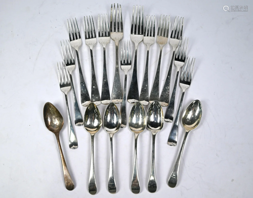 Georgian silver Old English pattern flatware