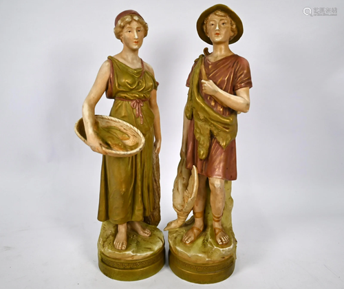 A pair of Royal Dux porcelain classical figures