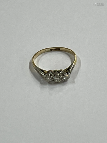 A three-stone diamond ring