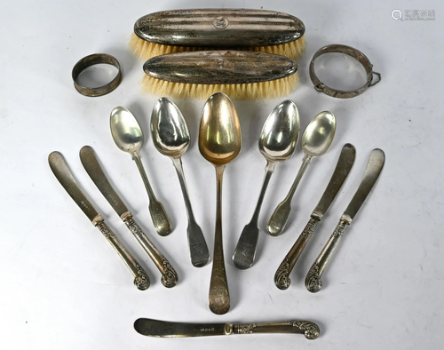 Georgian and later silver spoons, etc.