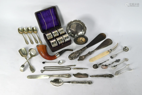 Oddments of Victorian and later silver and plate, etc.