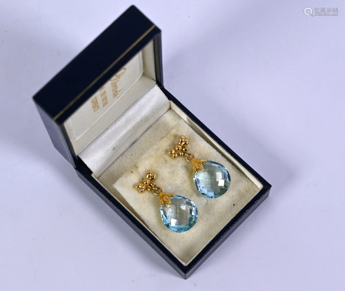 Aquamarine set drop earrings