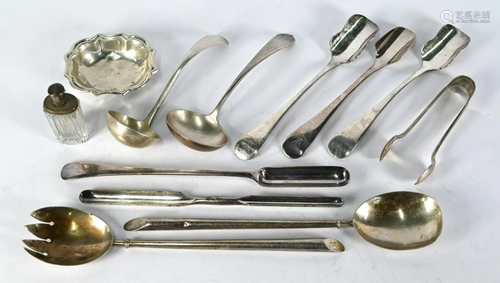 Edwardian silver salad servers, etc.