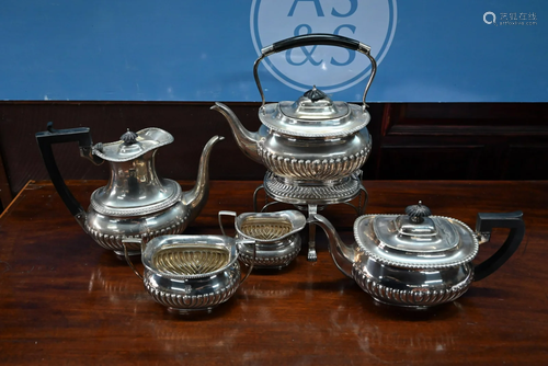 Victorian silver five-piece tea/coffee service with