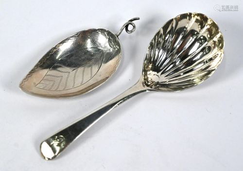 Two George III silver caddy spoons