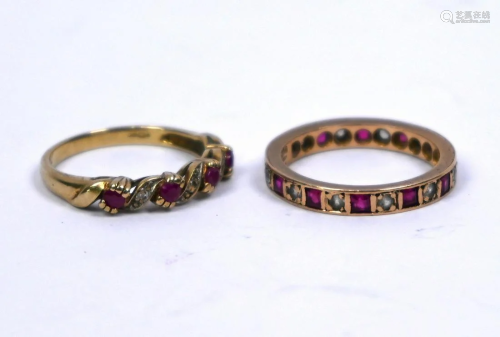 Two ruby and diamond rings
