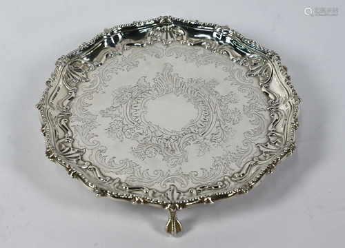 Victorian silver letter salver