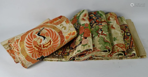 Two vintage Japanese Maru Obi (Kimono sash)