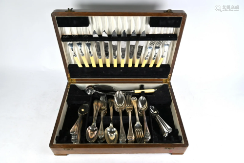 Antique electroplated reed flatware, etc.