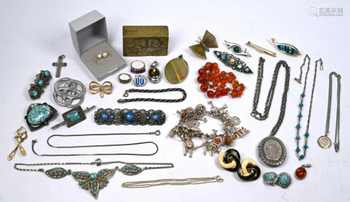 A collection of vintage and later costume jewellery