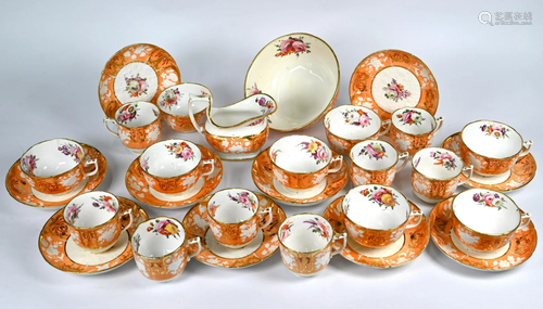 A 19th century china (possibly Rockingham) part tea