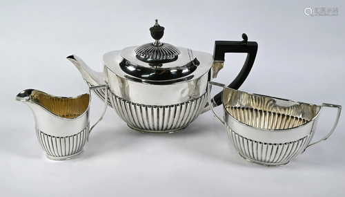 Late Victorian silver three-piece tea service