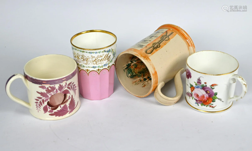 Four early 19th century mugs and beakers