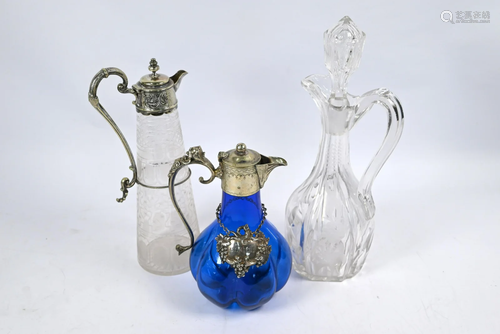 A late Victorian finely-cut glass claret jug and others