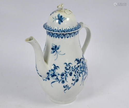 A First Period Worcester pear-shaped coffee pot and