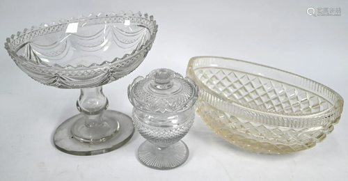 A Regency cut glass comport etc