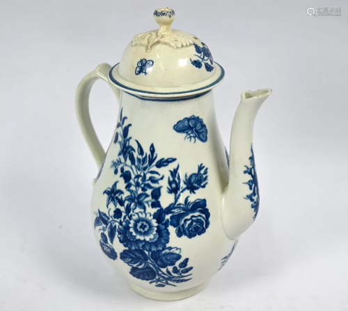 A First Period Worcester pear-shaped coffee pot and