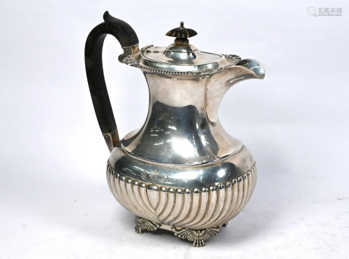 Edwardian silver hot water jug