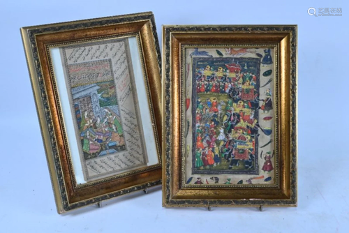 Two Mughal style gilt framed paintings