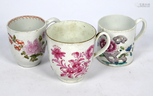 Two Georgian porcelain floral-painted coffee cups and