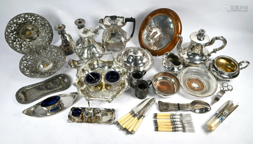 Old Sheffiled plate tea service, snuffers trays and