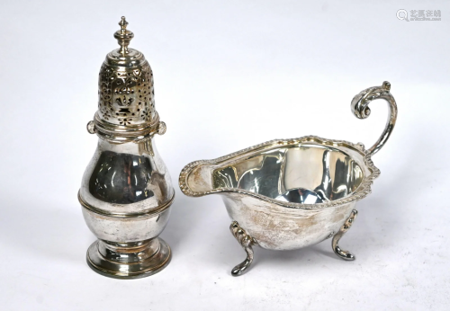 Silver caster and jug