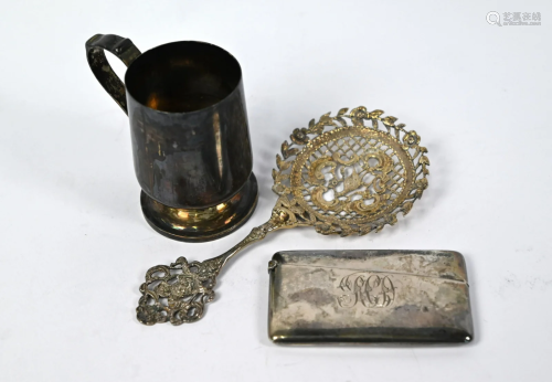 Parcel gilt cabinet spoon, card case & mug