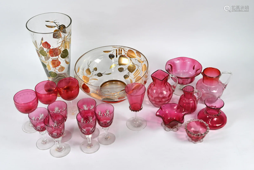 A 1950s glass fruit-bowl and vase