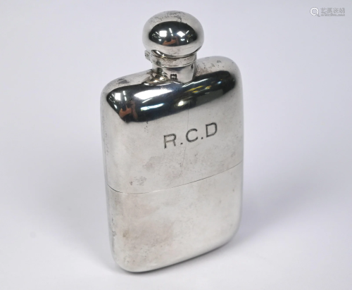 Edwardian silver hip flask