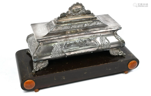 White metal presentation casket