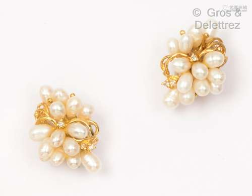 Parure en or jaune (14K), comprenant une paire de clips d’or...