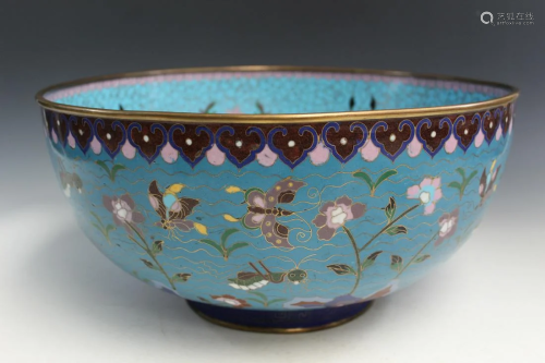 A Large Chinese Cloisonne Punch Bowl.