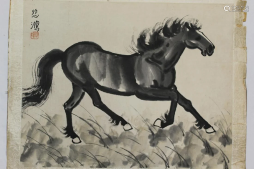 Chinese Ink Painting of a Horse on Paper
