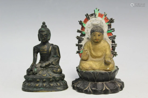 Two Asian Bronze/Metal Buddha Statues