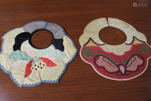 Two Chinese Antique Baby Bibs
