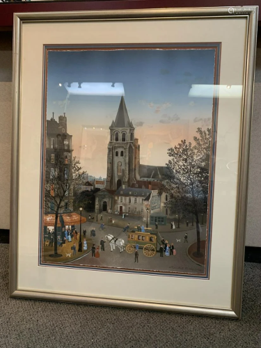 Framed Stone Signed Lithograph by Michel Delacroix-