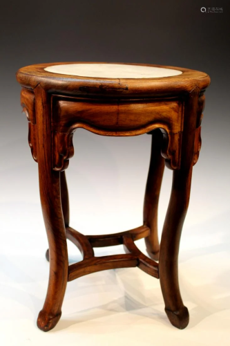 Chinese Hardwood Stand with Marble Top