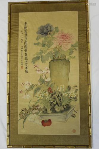 Chinese watercolor painting on silk.